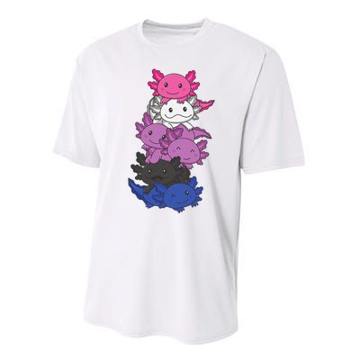 Genderfluid Gender fluid Pride LGBTQ Axolotl Animal Performance Sprint T-Shirt