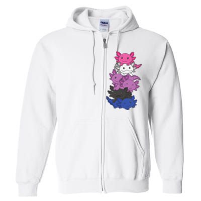 Genderfluid Gender fluid Pride LGBTQ Axolotl Animal Full Zip Hoodie