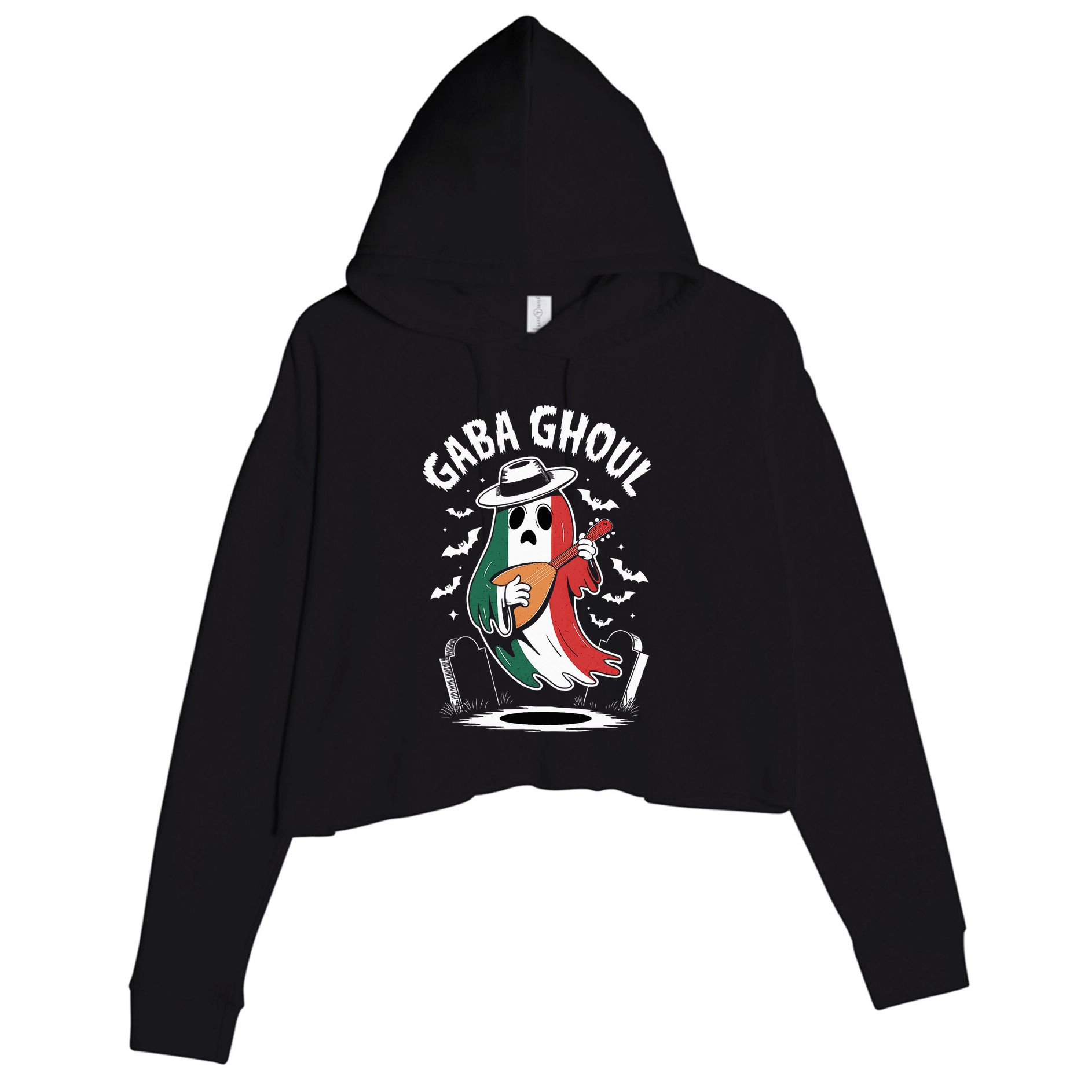Gaba Ghoul Funny Ghost Italian Gabagool Crop Fleece Hoodie