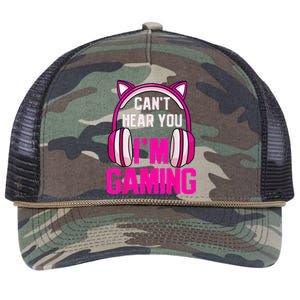 Gamer Girl Funny Gaming I Can't Hear You I'm Gaming Retro Rope Trucker Hat Cap