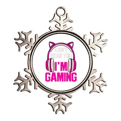 Gamer Girl Funny Gaming I Can't Hear You I'm Gaming Metallic Star Ornament