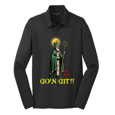 GOn Git Funny St Patricks Day Shamrock Irish Silk Touch Performance Long Sleeve Polo