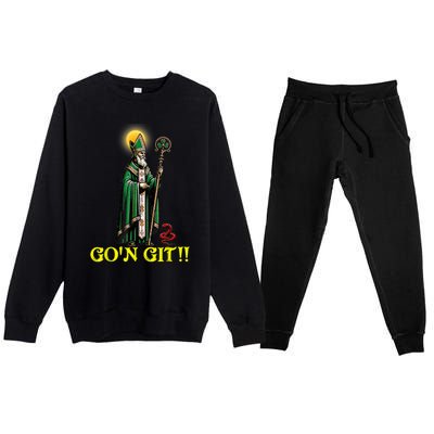 GOn Git Funny St Patricks Day Shamrock Irish Premium Crewneck Sweatsuit Set