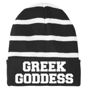 Greek Goddess Funny Fraternity College Frat Party Greek Striped Beanie with Solid Band