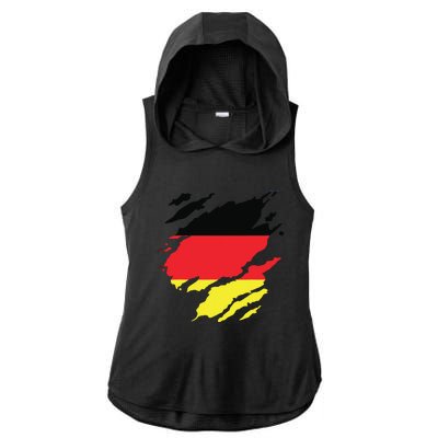 Germany German Flag Heritage Ladies PosiCharge Tri-Blend Wicking Draft Hoodie Tank