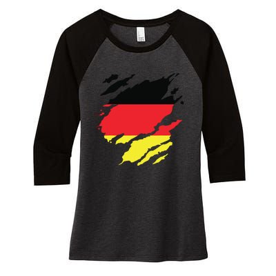 Germany German Flag Heritage Women's Tri-Blend 3/4-Sleeve Raglan Shirt