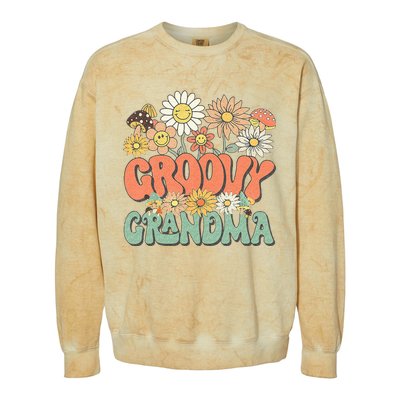 Groovy Grandma Floral Hippie Retro Daisy Flower Mothers Day Colorblast Crewneck Sweatshirt