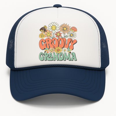 Groovy Grandma Floral Hippie Retro Daisy Flower Mothers Day Trucker Hat