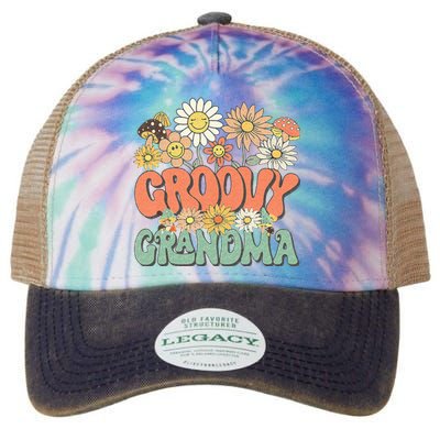 Groovy Grandma Floral Hippie Retro Daisy Flower Mothers Day Legacy Tie Dye Trucker Hat