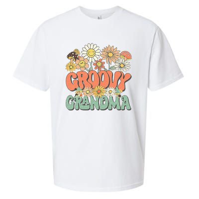 Groovy Grandma Floral Hippie Retro Daisy Flower Mothers Day Sueded Cloud Jersey T-Shirt