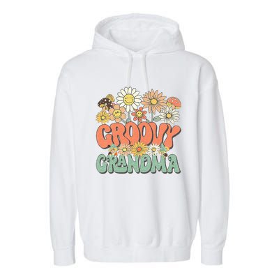 Groovy Grandma Floral Hippie Retro Daisy Flower Mothers Day Garment-Dyed Fleece Hoodie