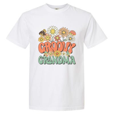 Groovy Grandma Floral Hippie Retro Daisy Flower Mothers Day Garment-Dyed Heavyweight T-Shirt