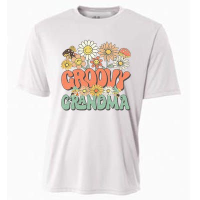 Groovy Grandma Floral Hippie Retro Daisy Flower Mothers Day Cooling Performance Crew T-Shirt