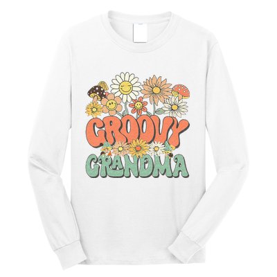 Groovy Grandma Floral Hippie Retro Daisy Flower Mothers Day Long Sleeve Shirt