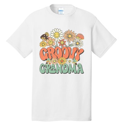 Groovy Grandma Floral Hippie Retro Daisy Flower Mothers Day Tall T-Shirt