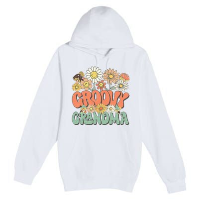 Groovy Grandma Floral Hippie Retro Daisy Flower Mothers Day Premium Pullover Hoodie