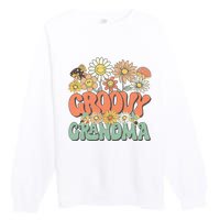 Groovy Grandma Floral Hippie Retro Daisy Flower Mothers Day Premium Crewneck Sweatshirt