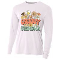 Groovy Grandma Floral Hippie Retro Daisy Flower Mothers Day Cooling Performance Long Sleeve Crew