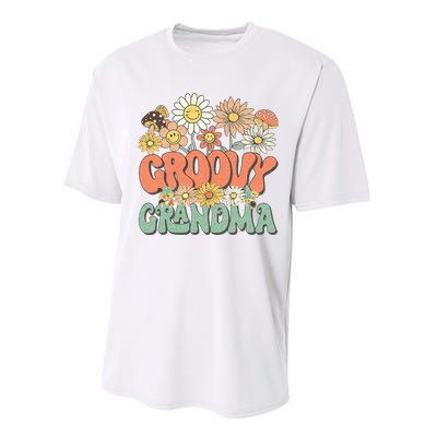 Groovy Grandma Floral Hippie Retro Daisy Flower Mothers Day Performance Sprint T-Shirt