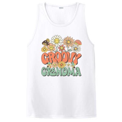 Groovy Grandma Floral Hippie Retro Daisy Flower Mothers Day PosiCharge Competitor Tank