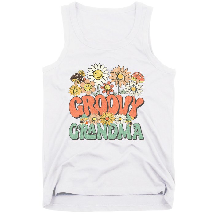 Groovy Grandma Floral Hippie Retro Daisy Flower Mothers Day Tank Top