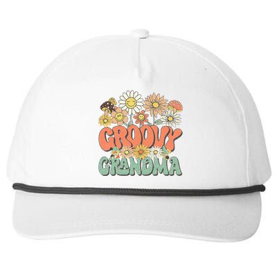 Groovy Grandma Floral Hippie Retro Daisy Flower Mothers Day Snapback Five-Panel Rope Hat