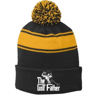 Golf Golfer Father Golfing Player Ball Course Putter Caddy Stripe Pom Pom Beanie