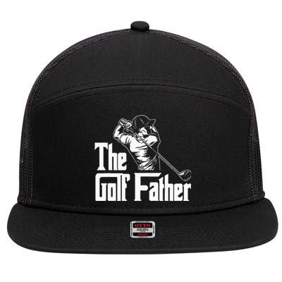 Golf Golfer Father Golfing Player Ball Course Putter Caddy 7 Panel Mesh Trucker Snapback Hat