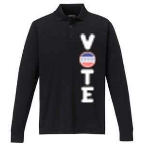 Great Gift For Vote Usa Flag Vote Elections Performance Long Sleeve Polo