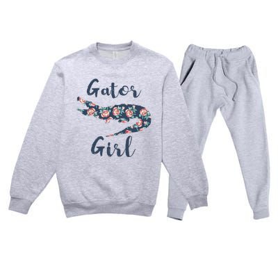 Gator Girl Funny Alligator Gifts For Crocodile Premium Crewneck Sweatsuit Set