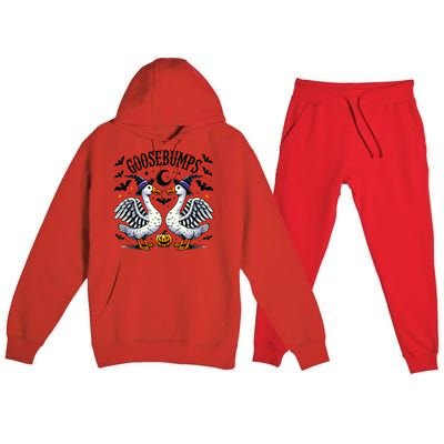 Goosebumps Geese Funny Halloween Witches Hat Premium Hooded Sweatsuit Set