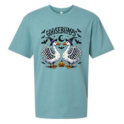 Goosebumps Geese Funny Halloween Witches Hat Sueded Cloud Jersey T-Shirt