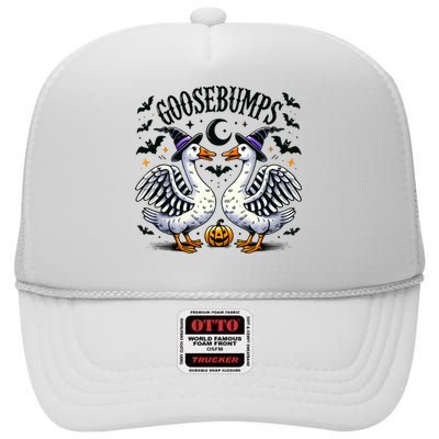 Goosebumps Geese Funny Halloween Witches Hat High Crown Mesh Back Trucker Hat