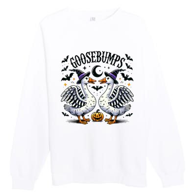 Goosebumps Geese Funny Halloween Witches Hat Premium Crewneck Sweatshirt