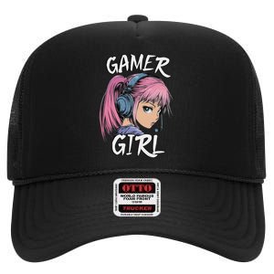 Gamer Girl For Ns Women Video Gaming Graphic High Crown Mesh Back Trucker Hat