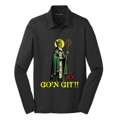 GOn Git Funny St Patricks Day Shamrock St Patty Party Irish Silk Touch Performance Long Sleeve Polo