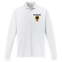 Germany German Football Soccer Ball Travel Retro Jersey Performance Long Sleeve Polo