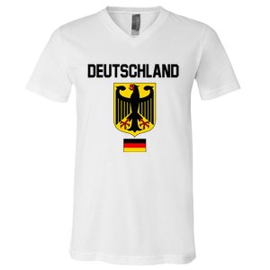 Germany German Football Soccer Ball Travel Retro Jersey V-Neck T-Shirt