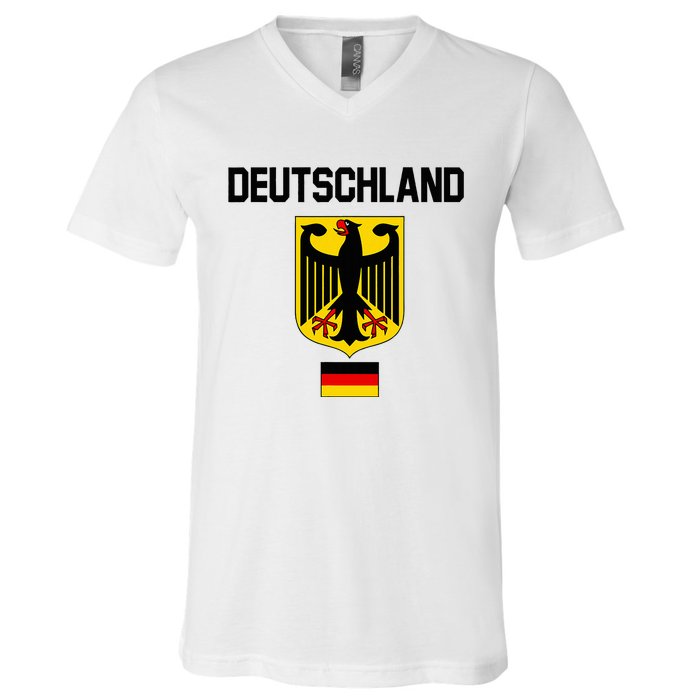 Germany German Football Soccer Ball Travel Retro Jersey V-Neck T-Shirt