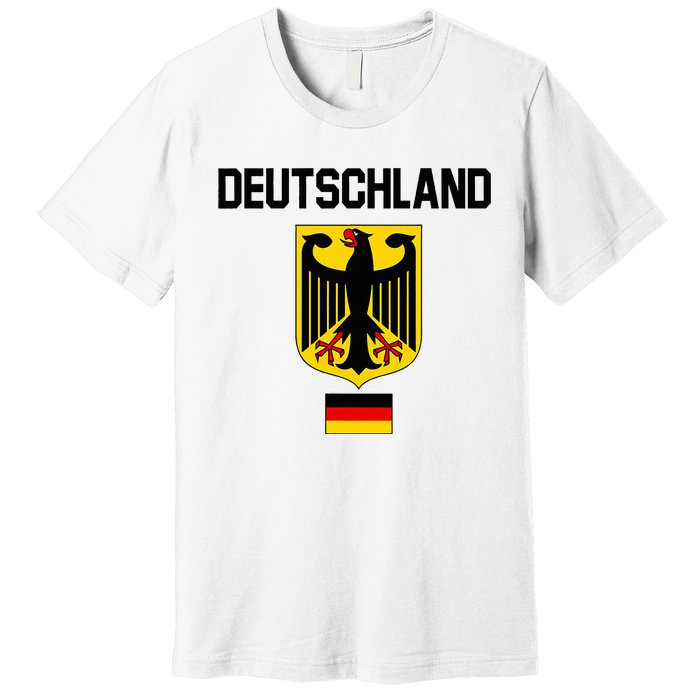 Germany German Football Soccer Ball Travel Retro Jersey Premium T-Shirt