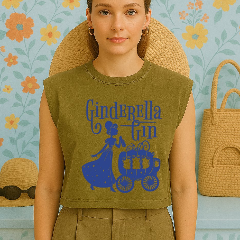 Ginderella Gin Funny Garment-Dyed Women's Muscle Tee