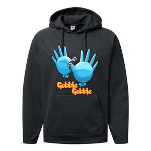 Gobble Gobble Funny Thanksgiving Turkey Performance Fleece Hoodie