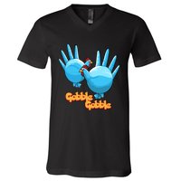 Gobble Gobble Funny Thanksgiving Turkey V-Neck T-Shirt