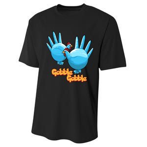 Gobble Gobble Funny Thanksgiving Turkey Performance Sprint T-Shirt