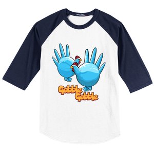 Gobble Gobble Funny Thanksgiving Turkey Baseball Sleeve Shirt