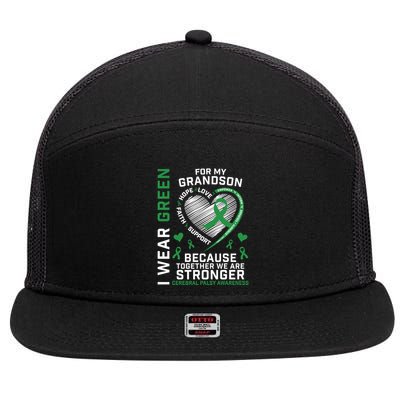 Grandma Grandpa Funny Gift Cp Grandson Cerebral Palsy Awareness Meaningful Gift 7 Panel Mesh Trucker Snapback Hat