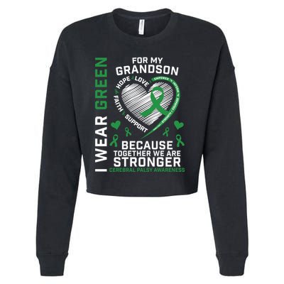 Grandma Grandpa Funny Gift Cp Grandson Cerebral Palsy Awareness Meaningful Gift Cropped Pullover Crew