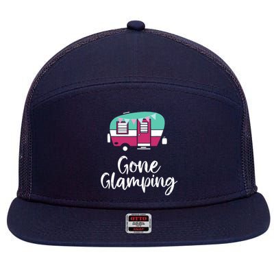 Gone Glamping Funny Glamper Queen Glamper Girl Glamping 7 Panel Mesh Trucker Snapback Hat