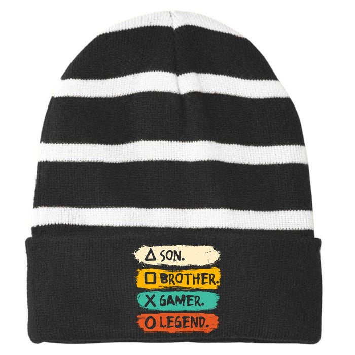 Gaming Gifts For Teenage Boy 816 Year Old Gamer Striped Beanie with Solid Band