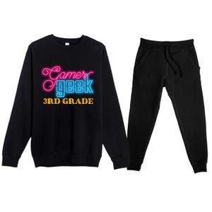 Gamer Geek Funny Game On 3Rd Grade Video Gamer Gift Premium Crewneck Sweatsuit Set